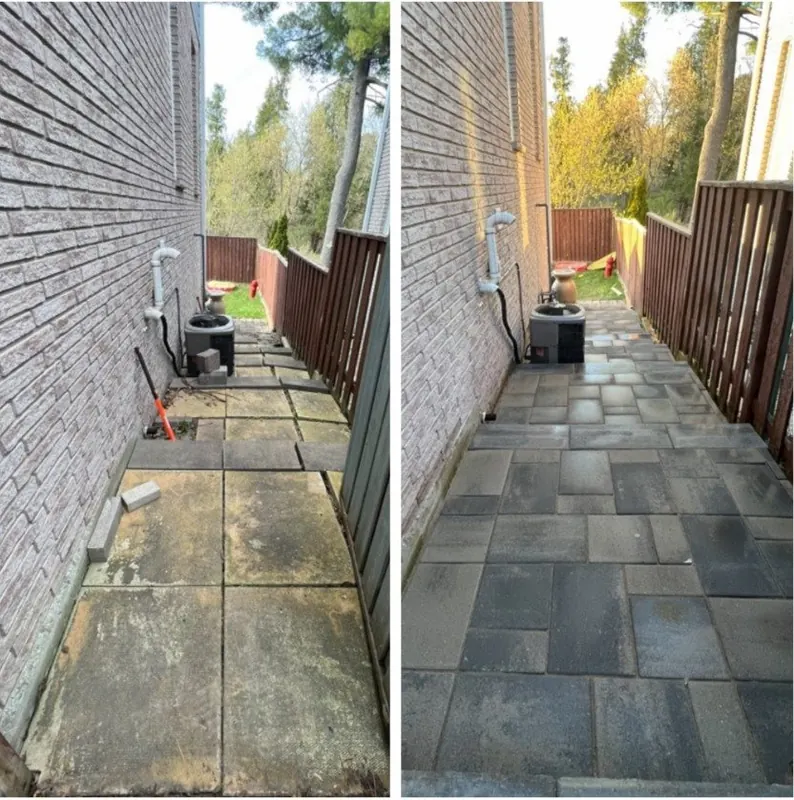 Interlock side walkway, before and after