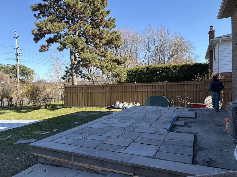Bluestone backyard patio installation