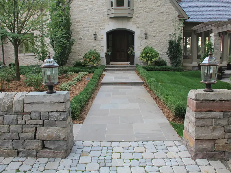 Flagstone patio hardscaping