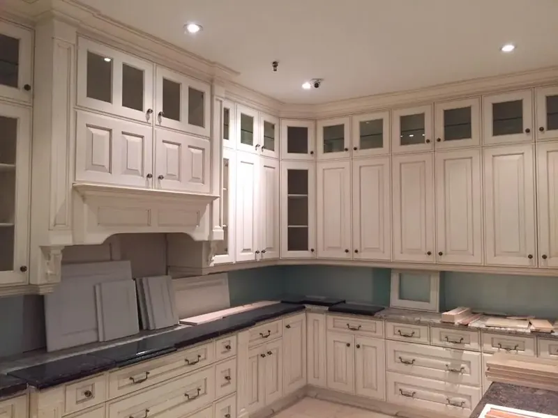 Renovated kitchen with new cabinetry and counters