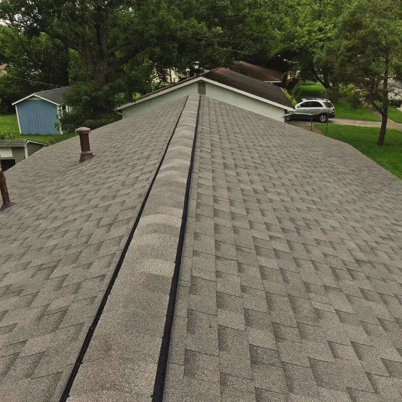 Completed shingle roofing project