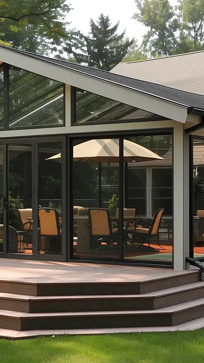 Backyard enclosure and sunroom