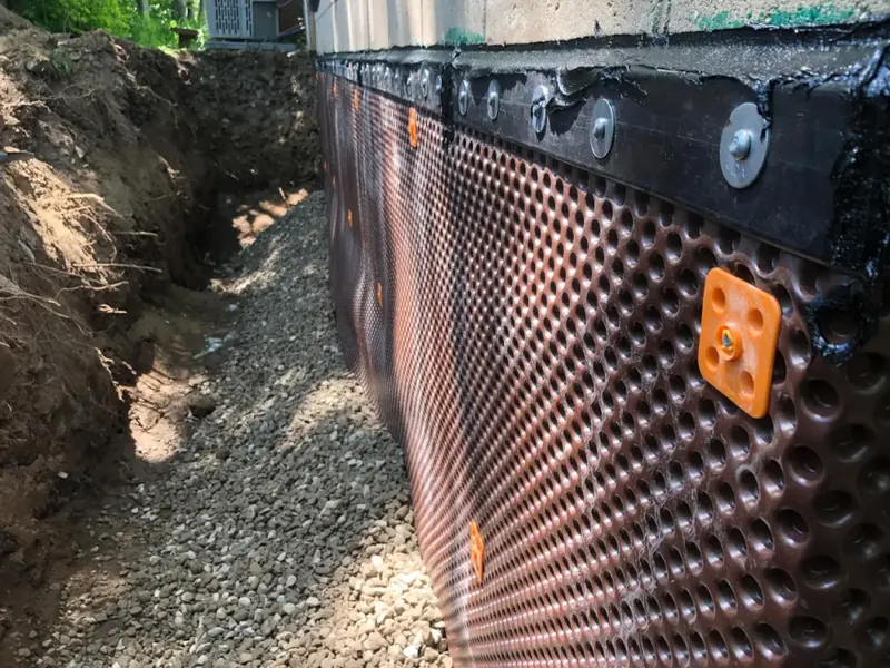 Basement waterproofing excavation